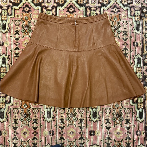 Rebecca Taylor Cognac Vegan Leather Skirt - Picture 8 of 10